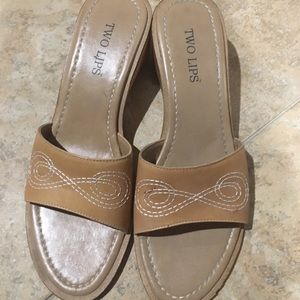 Two Lips slip ons with two inch heel
